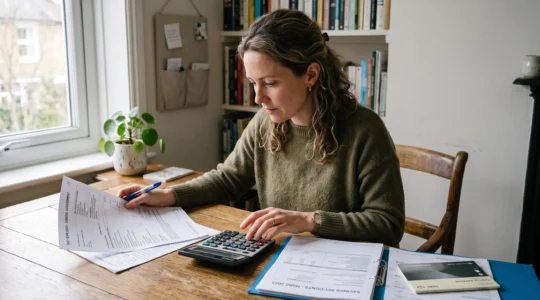 Une épargnante calcule son économie d'impôt à partir d'un avis fiscal.